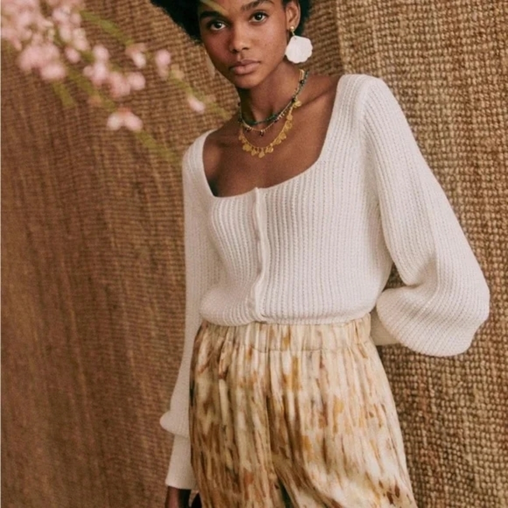 Sezane Cotton Marietta Cardigan L